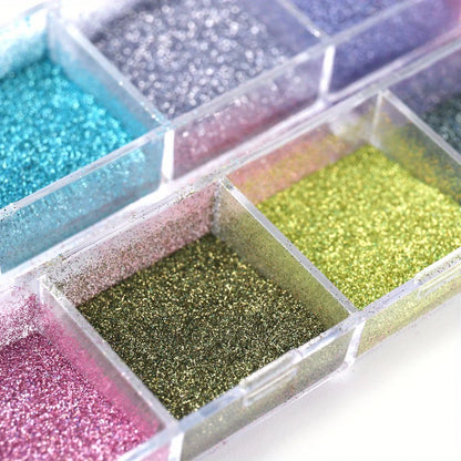 Holographic Nail Glitter Powder Set 12-Grid