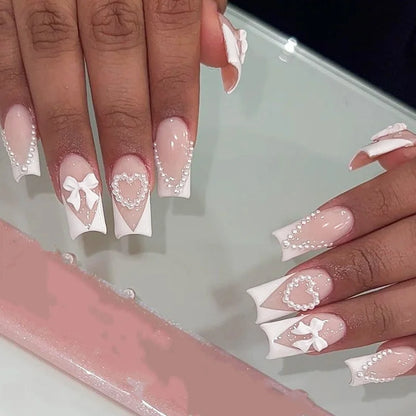 24-Piece Mid-Length Square French Press-On Nails – Leopard Print 3D Flower & Star