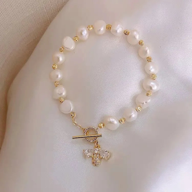 Natural Freshwater Pearl Honeybee Bracelet