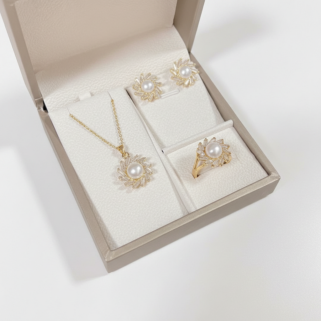 Freshwater Pearl Flower Pendant Set
