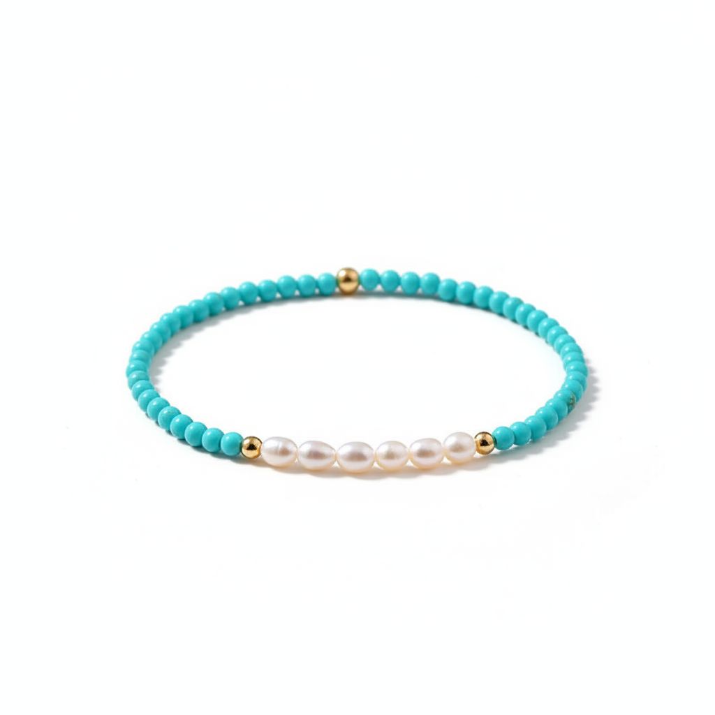 Natural Freshwater Pearl & Turquoise Stone Bracelet