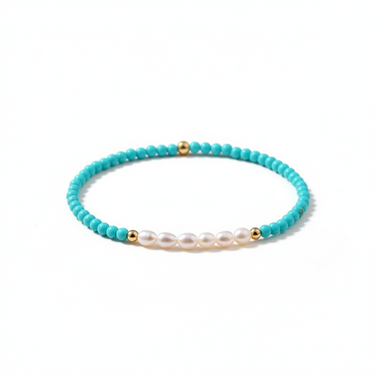 Natural Freshwater Pearl & Turquoise Stone Bracelet