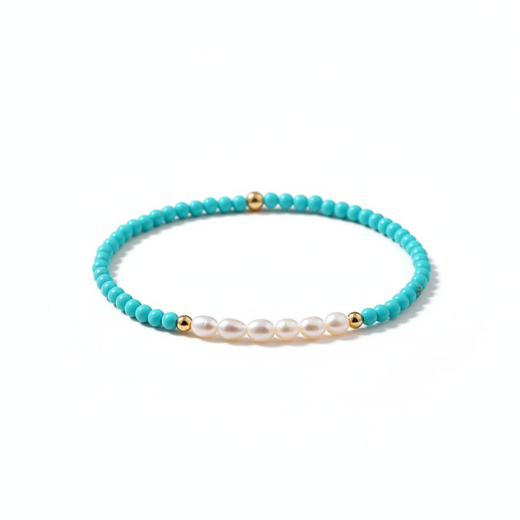 Natural Freshwater Pearl & Turquoise Stone Bracelet