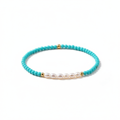 Natural Freshwater Pearl & Turquoise Stone Bracelet