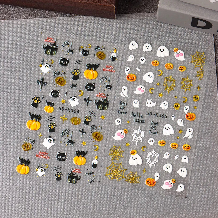 5D Embossed Halloween theme Nail Stickers