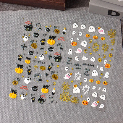 5D Embossed Halloween theme Nail Stickers