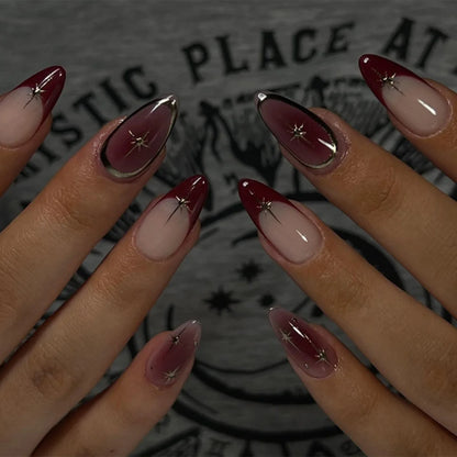 24-Piece Short Almond Pink Smudge Press-On Nails – 3D Flower & Pearl