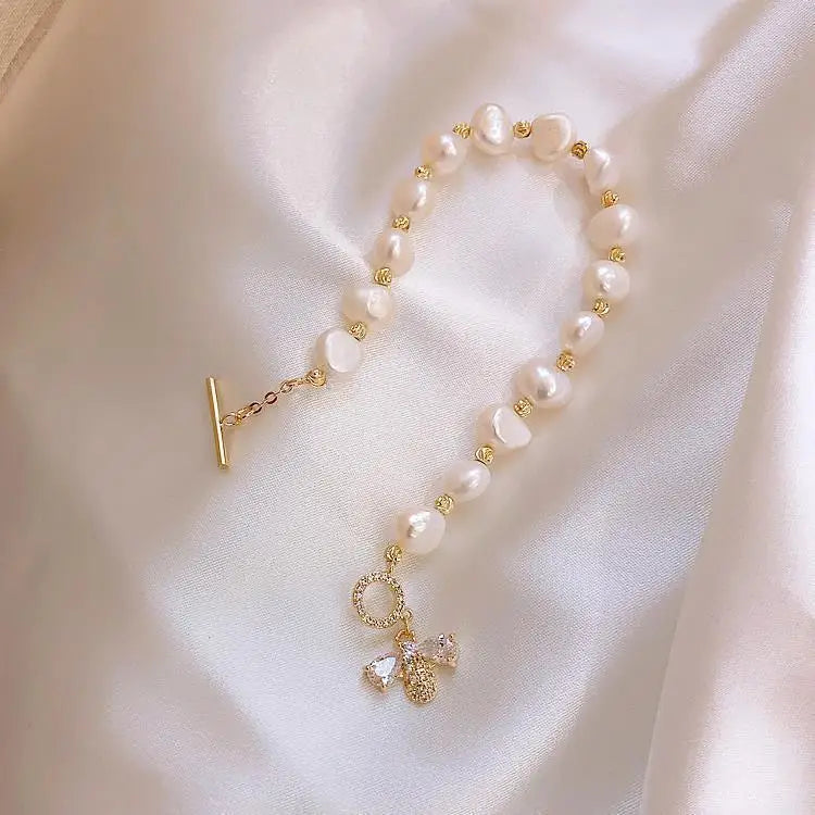 Natural Freshwater Pearl Honeybee Bracelet