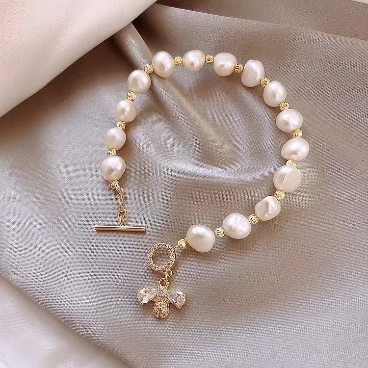 Natural Freshwater Pearl Honeybee Bracelet