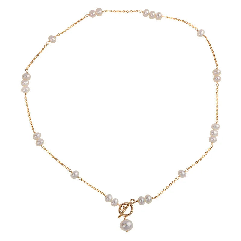 Gold Filled Natural Freshwater Pearl Chain Necklace