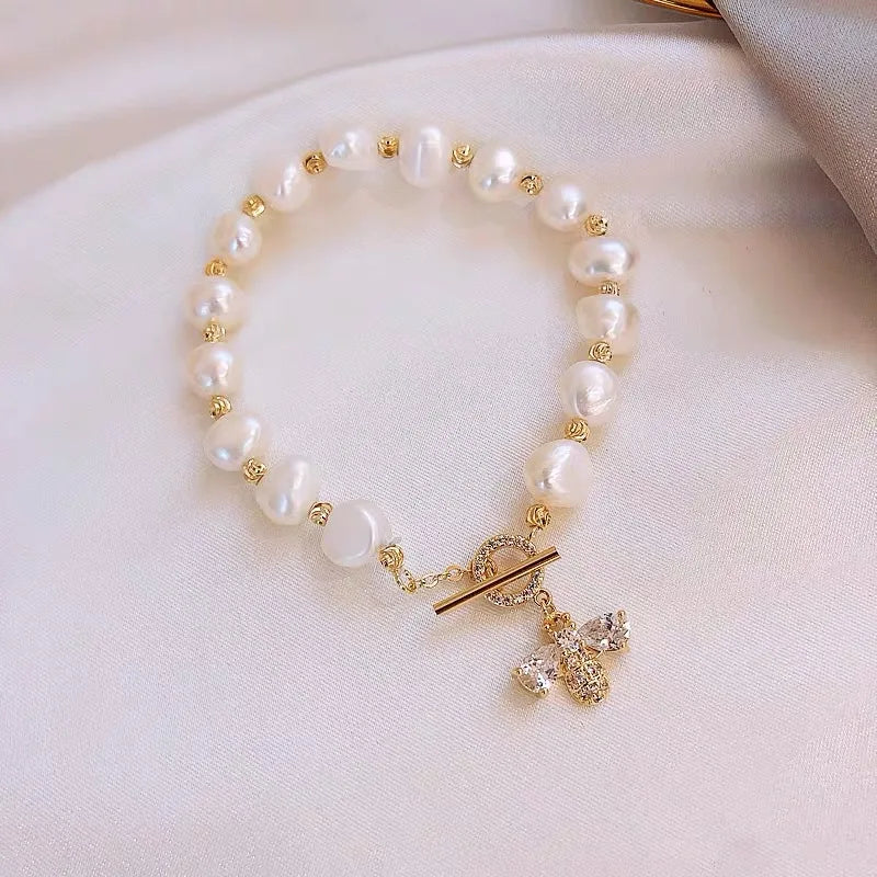 Natural Freshwater Pearl Honeybee Bracelet