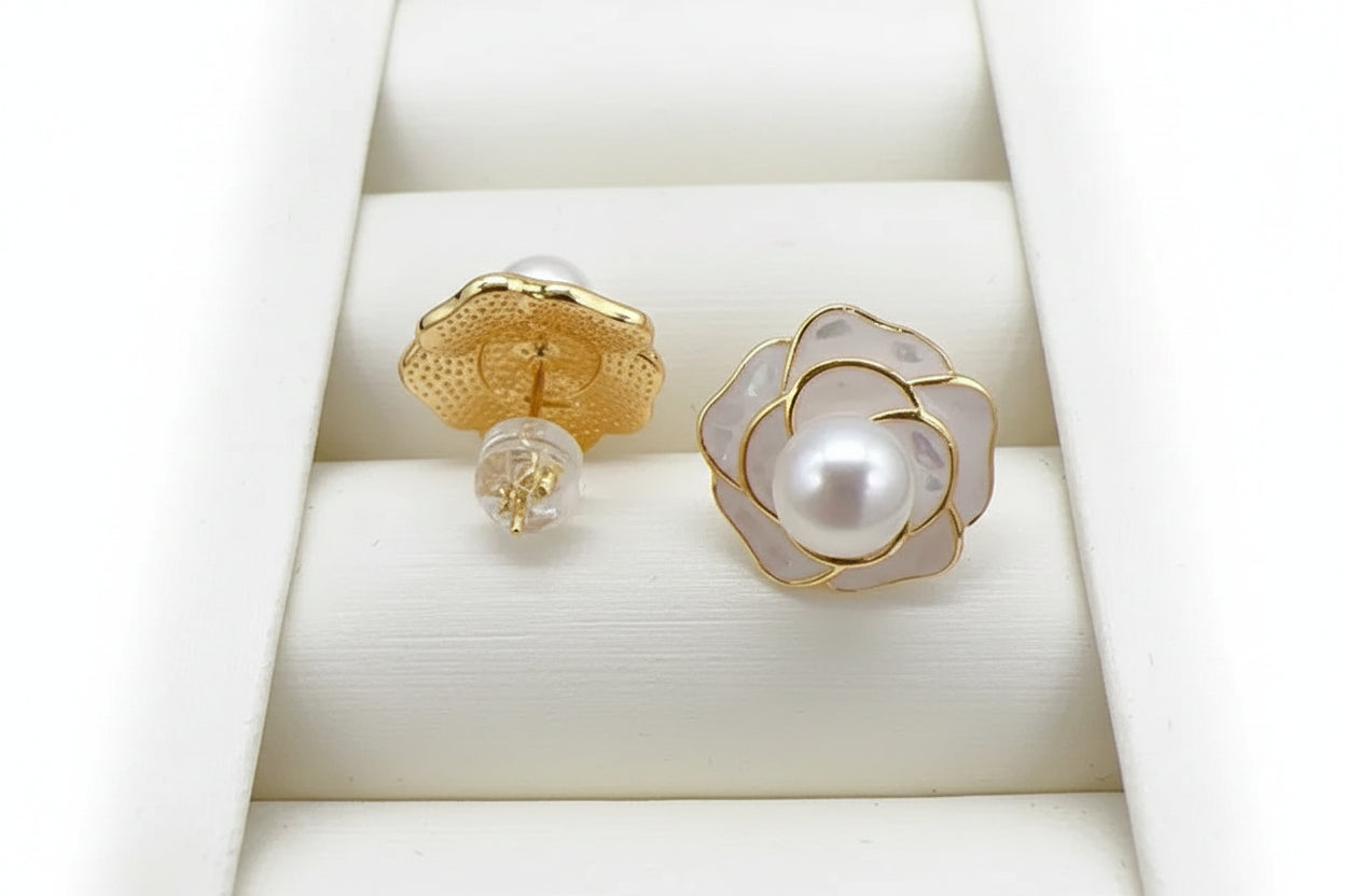 Sterling Silver Natural Freshwater Pearl Pendant Set