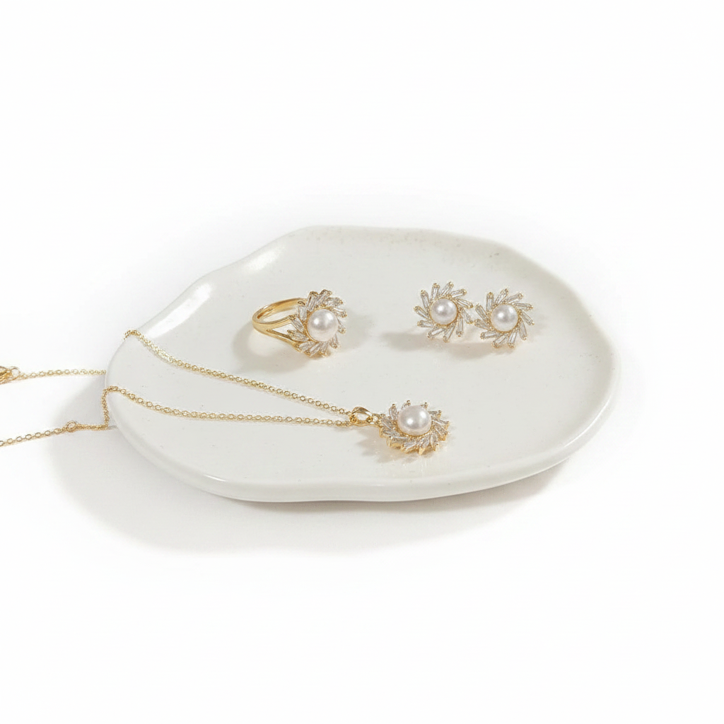 Freshwater Pearl Flower Pendant Set