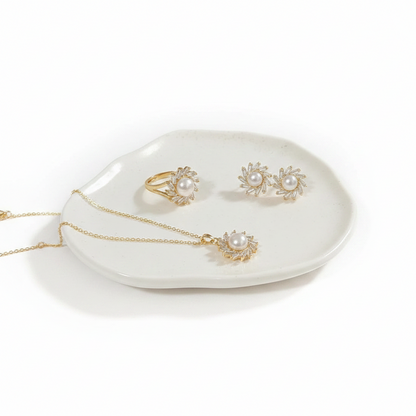 Freshwater Pearl Flower Pendant Set