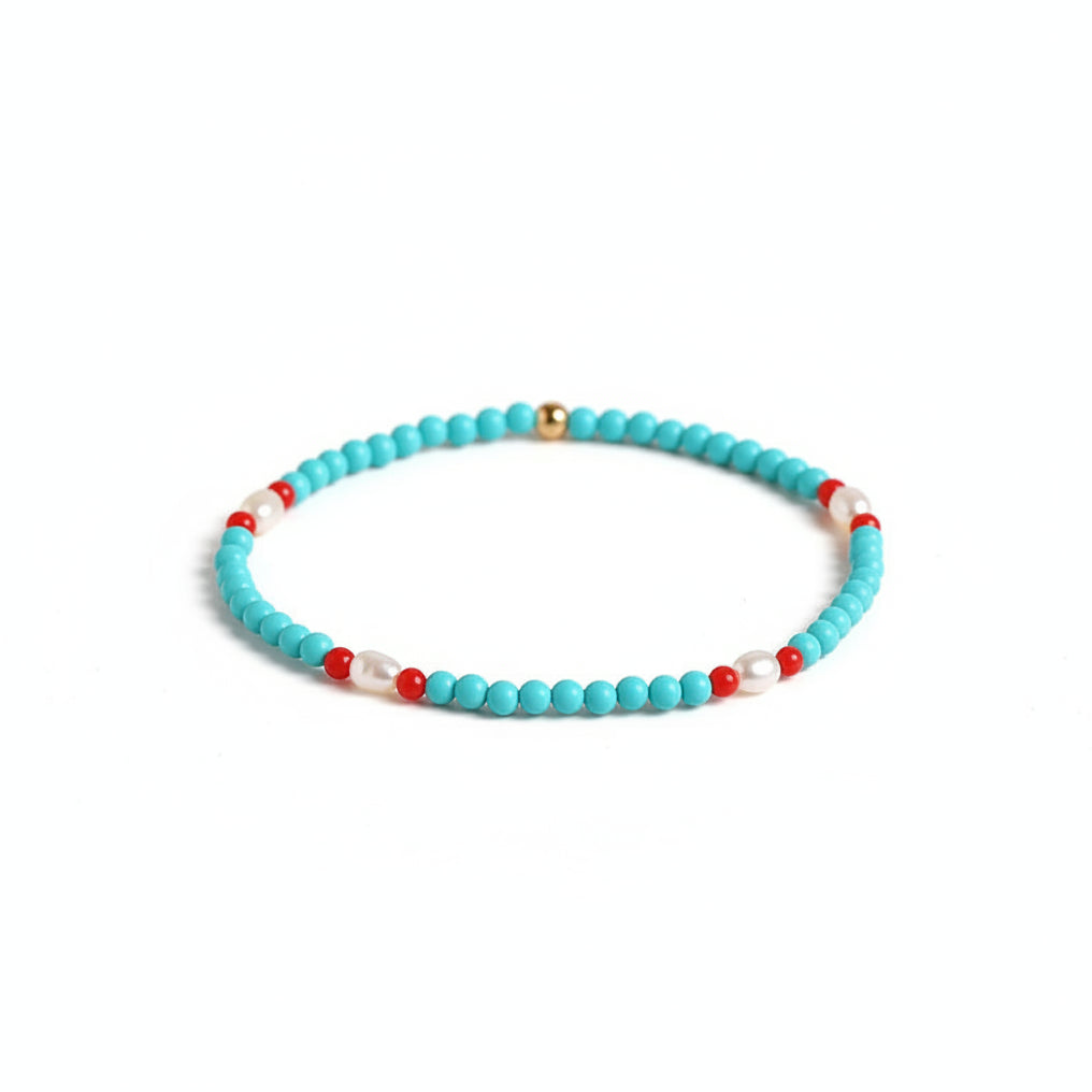 Natural Freshwater Pearl & Turquoise Stone Bracelet