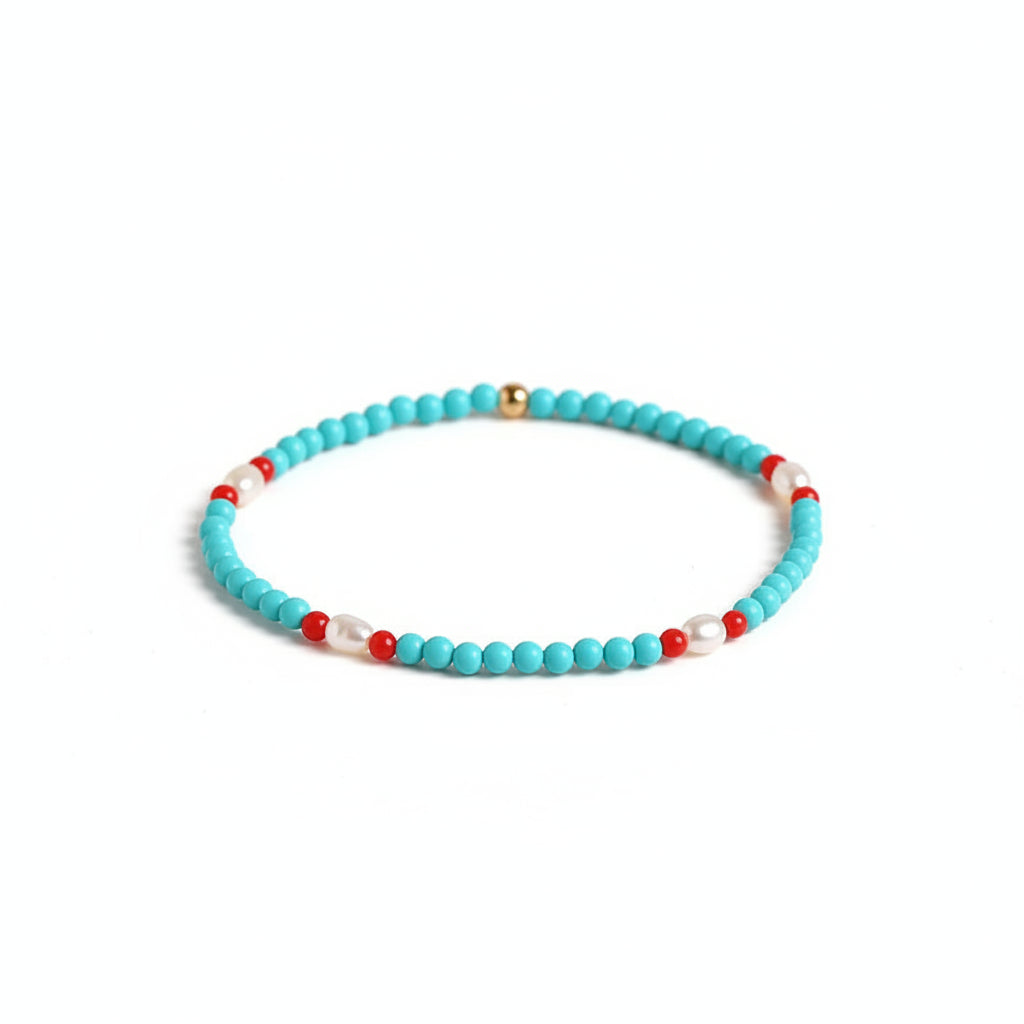 Natural Freshwater Pearl & Turquoise Stone Bracelet