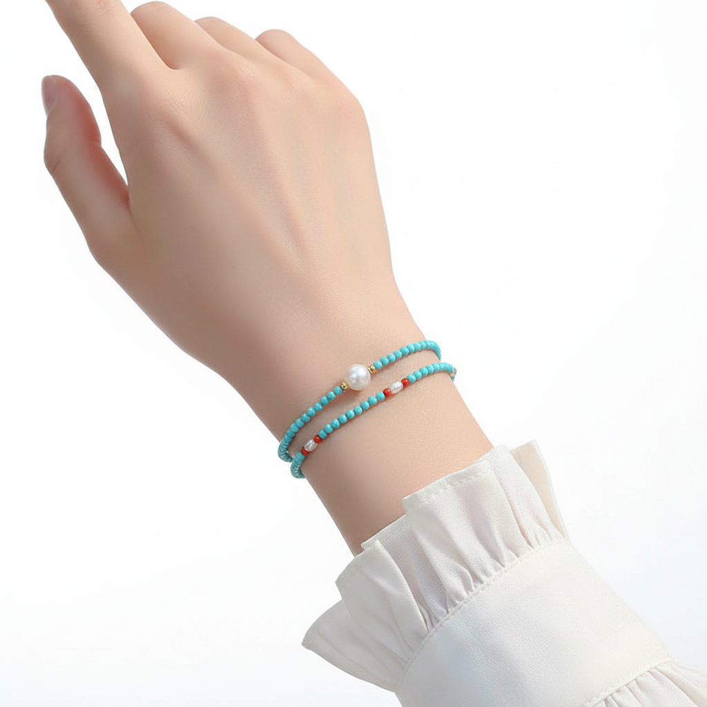 Natural Freshwater Pearl & Turquoise Stone Bracelet