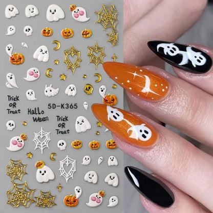 5D Embossed Halloween theme Nail Stickers