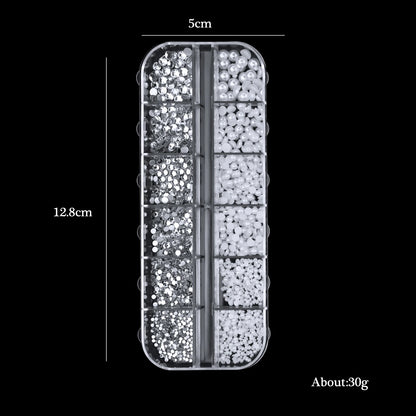 Pearl Nail Rhinestones, 12-Grid