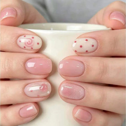 Short Square Polka Dot & Starburst Press-On Nails 24-Piece