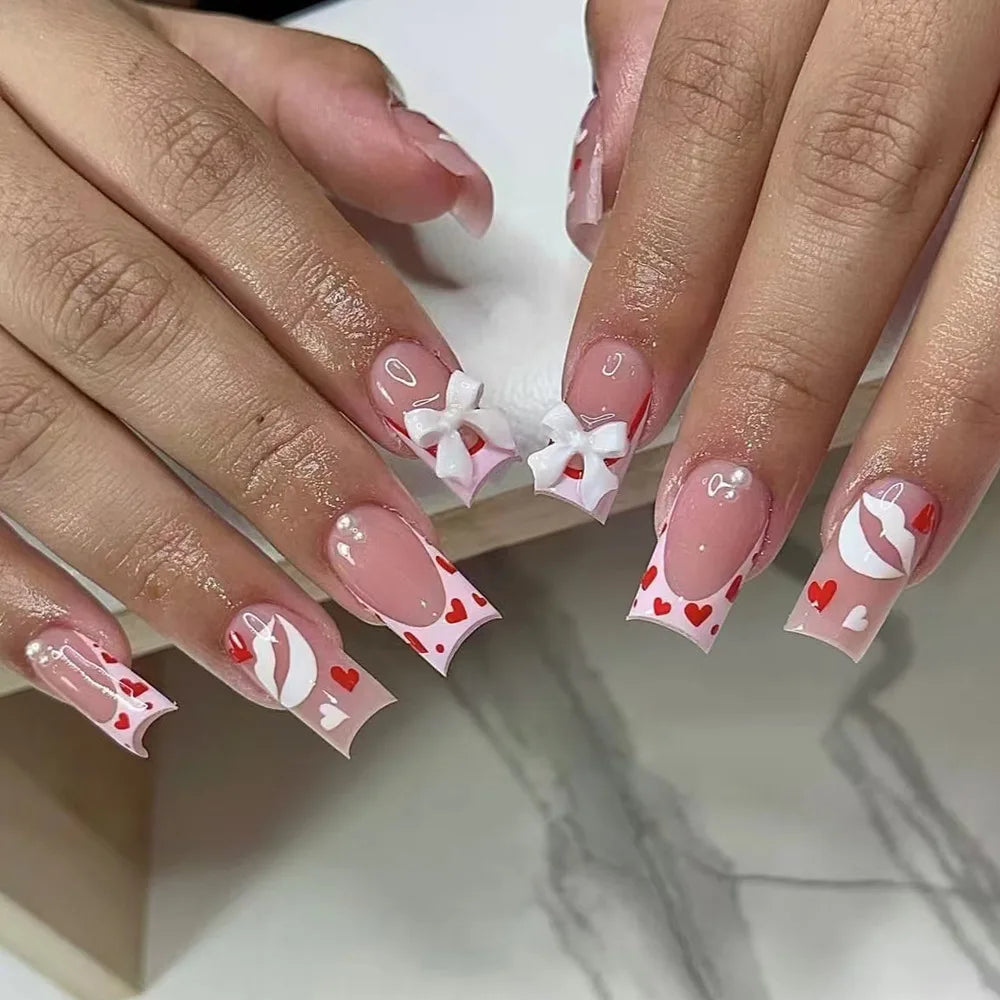 24-Piece Mid-Length Square French Press-On Nails – Autumn theme