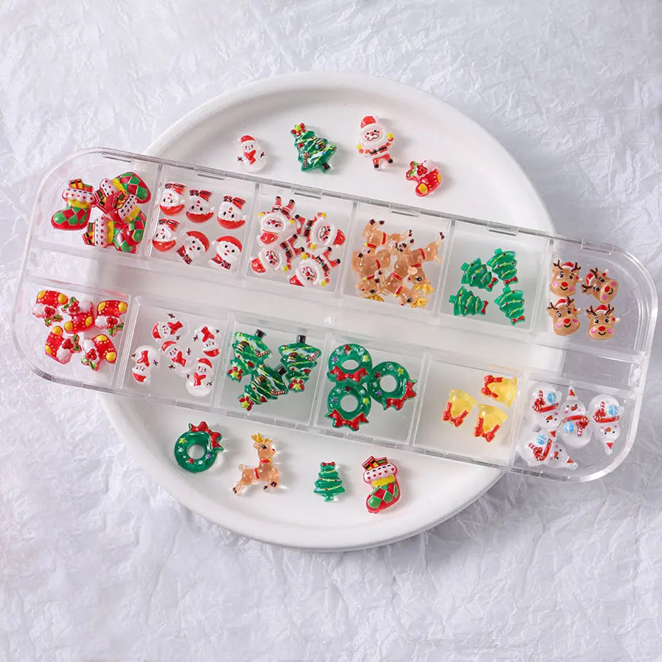 Christmas theme - 12-Grid Santa Claus Nail Art Charms