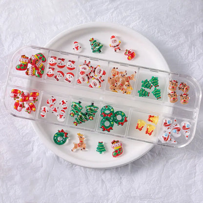Christmas theme - 12-Grid Santa Claus Nail Art Charms