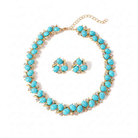 Vintage Inspired Turquoise Necklace & Earrings Set