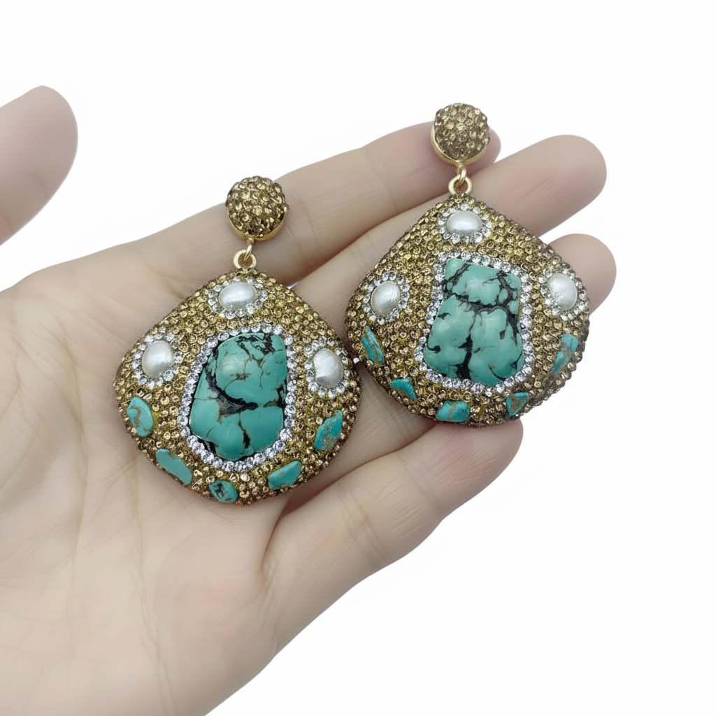 Vintage Turquoise Pearl Jewelry Set