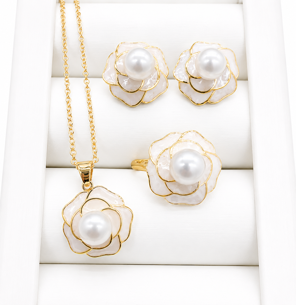 Sterling Silver Natural Freshwater Pearl Pendant Set