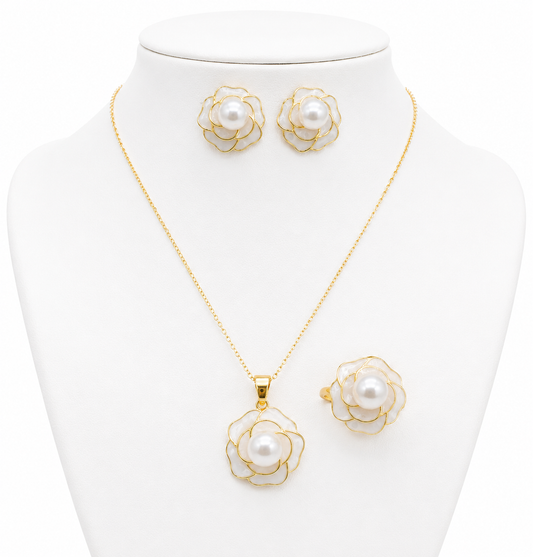 Sterling Silver Natural Freshwater Pearl Pendant Set
