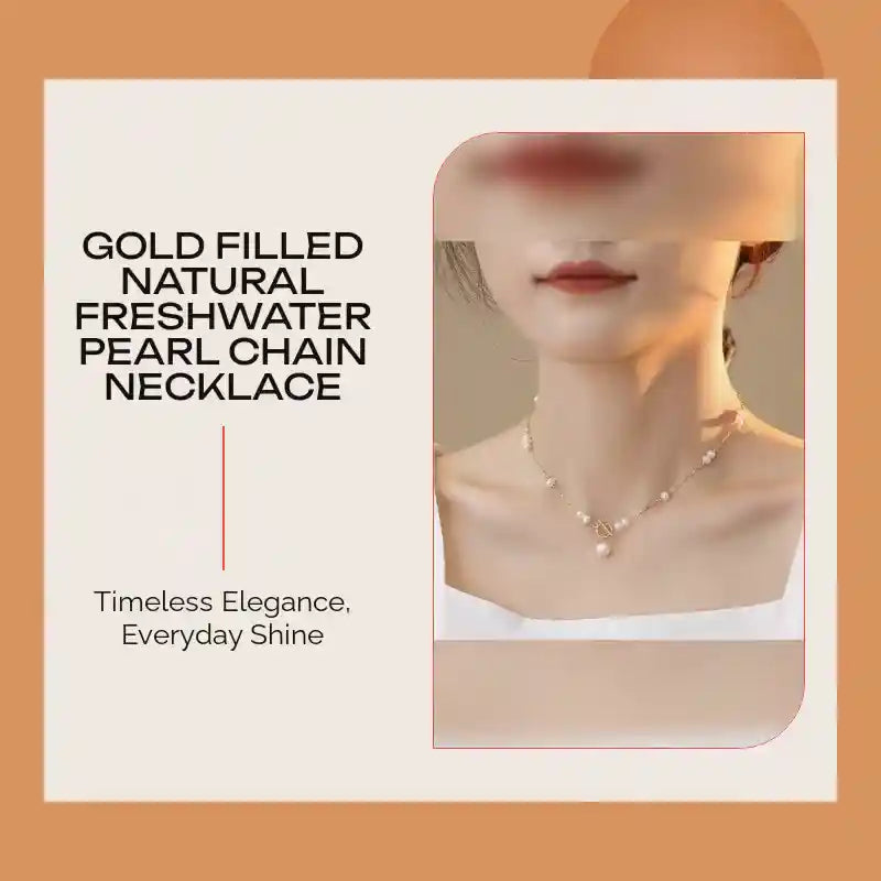 Gold Filled Natural Freshwater Pearl Chain Necklace by@Outfy