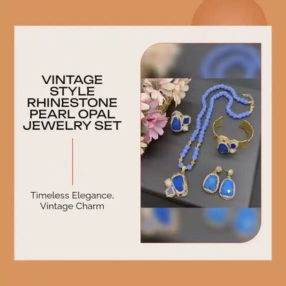 Vintage Style Rhinestone Pearl Opal Jewelry Set by@Outfy