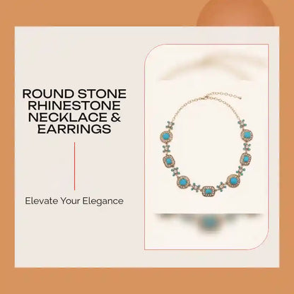 Round Stone Rhinestone Necklace &amp; Earrings by@Outfy