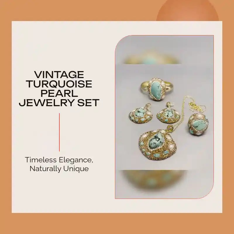 Vintage Turquoise Pearl Jewelry Set by@Outfy