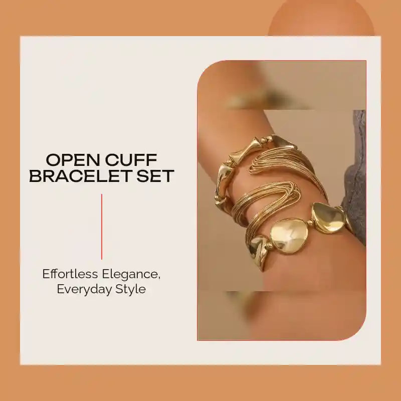Open Cuff Bracelet Set by@Outfy