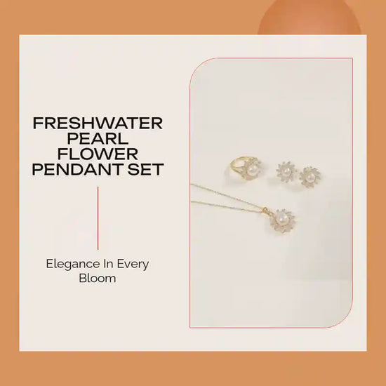 Freshwater Pearl Flower Pendant Set by@Outfy