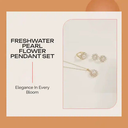 Freshwater Pearl Flower Pendant Set by@Outfy