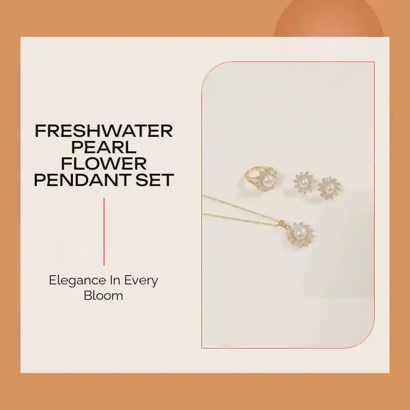 Freshwater Pearl Flower Pendant Set by@Outfy