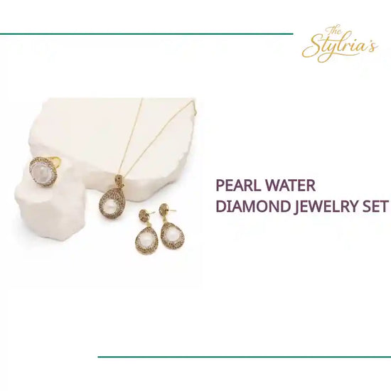 Pearl Water Diamond Jewelry Set by@Outfy