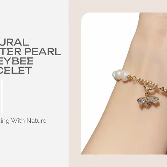 Natural Freshwater Pearl Honeybee Bracelet by@Outfy